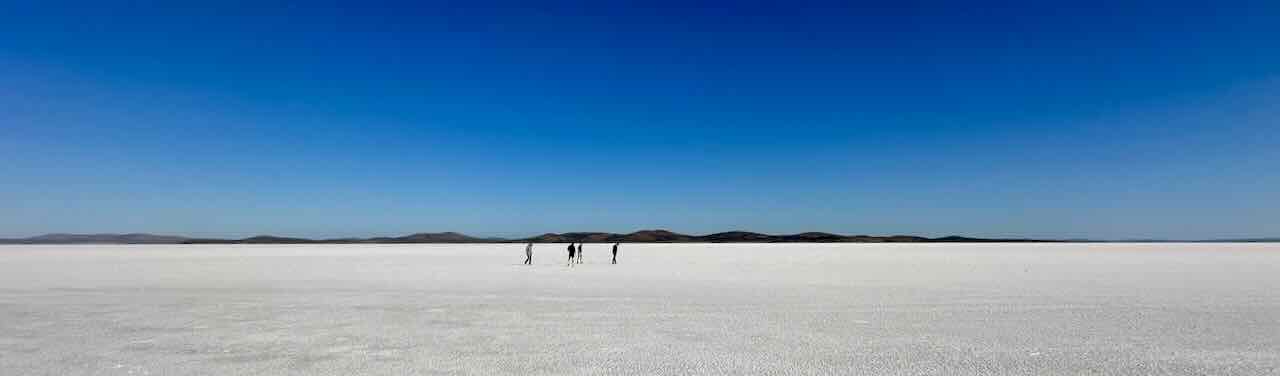 People on a salt lake.